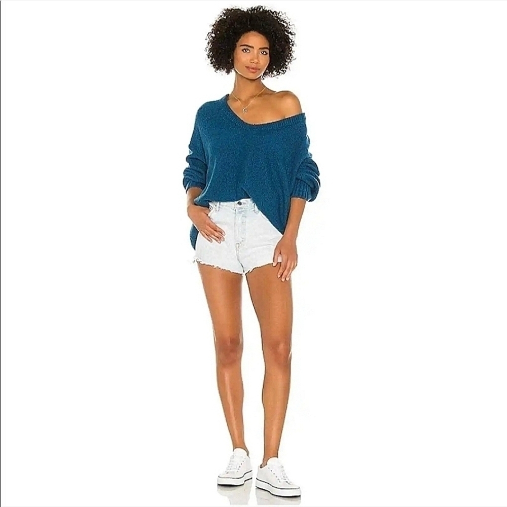 Free People-NWT- Brookside Tunic Sweater In Halcyon Blue-Size XS